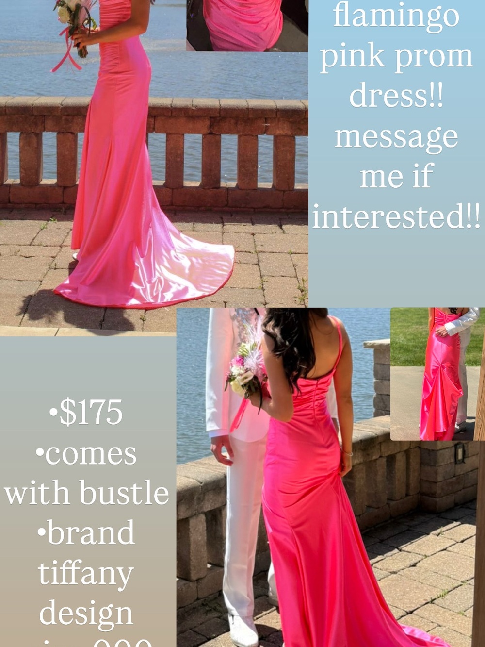 Tiffany Designs Hot Pink Satin Prom Gown